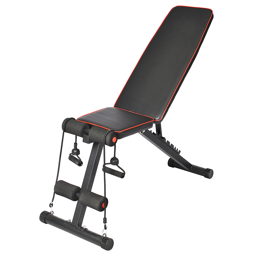 

Merax Ergonomic Folding Fitness Stool Adjustable Multifunctional Weightlifting Platform Maximum Load 150kg with Detachable Resistance Band - Black