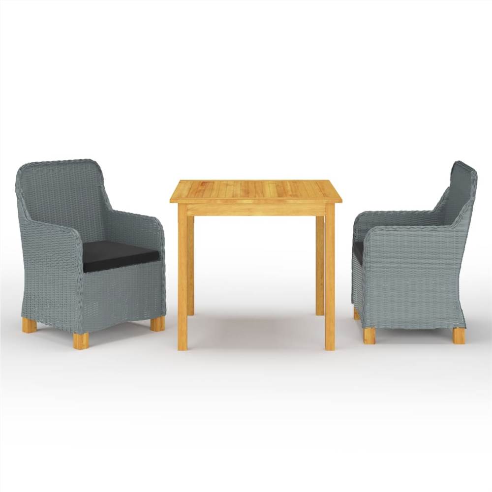 

3 Piece Garden Dining Set Light Grey