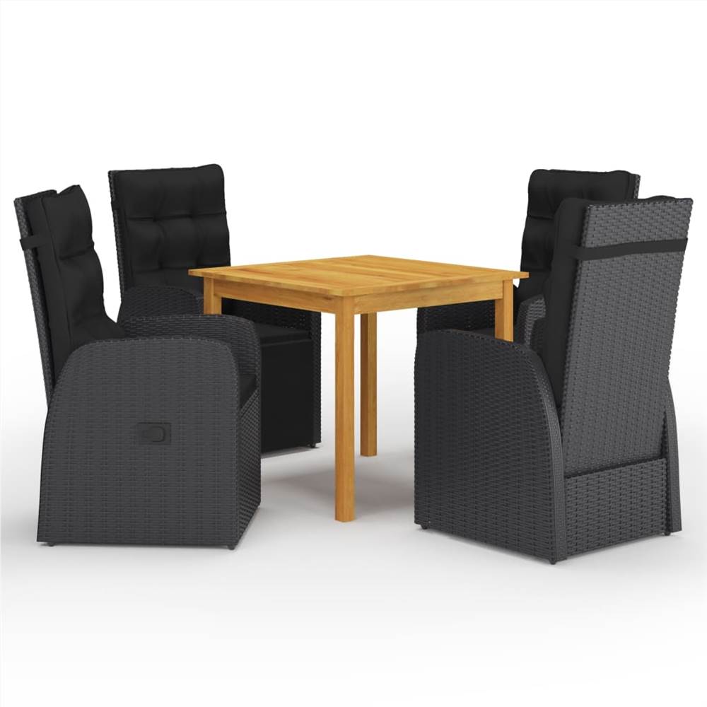 

5 Piece Garden Dining Set Black