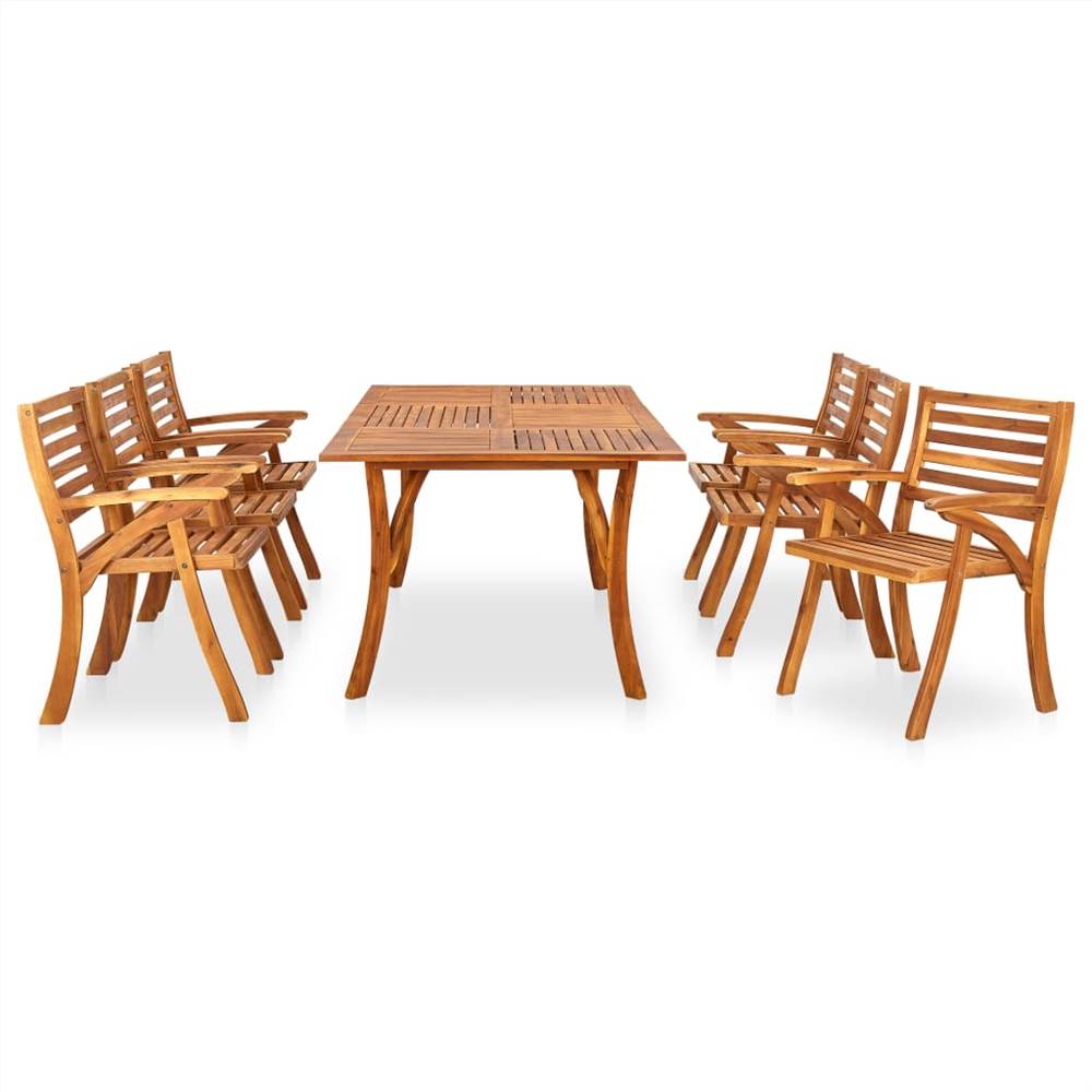 

7 Piece Garden Dining Set Solid Acacia Wood