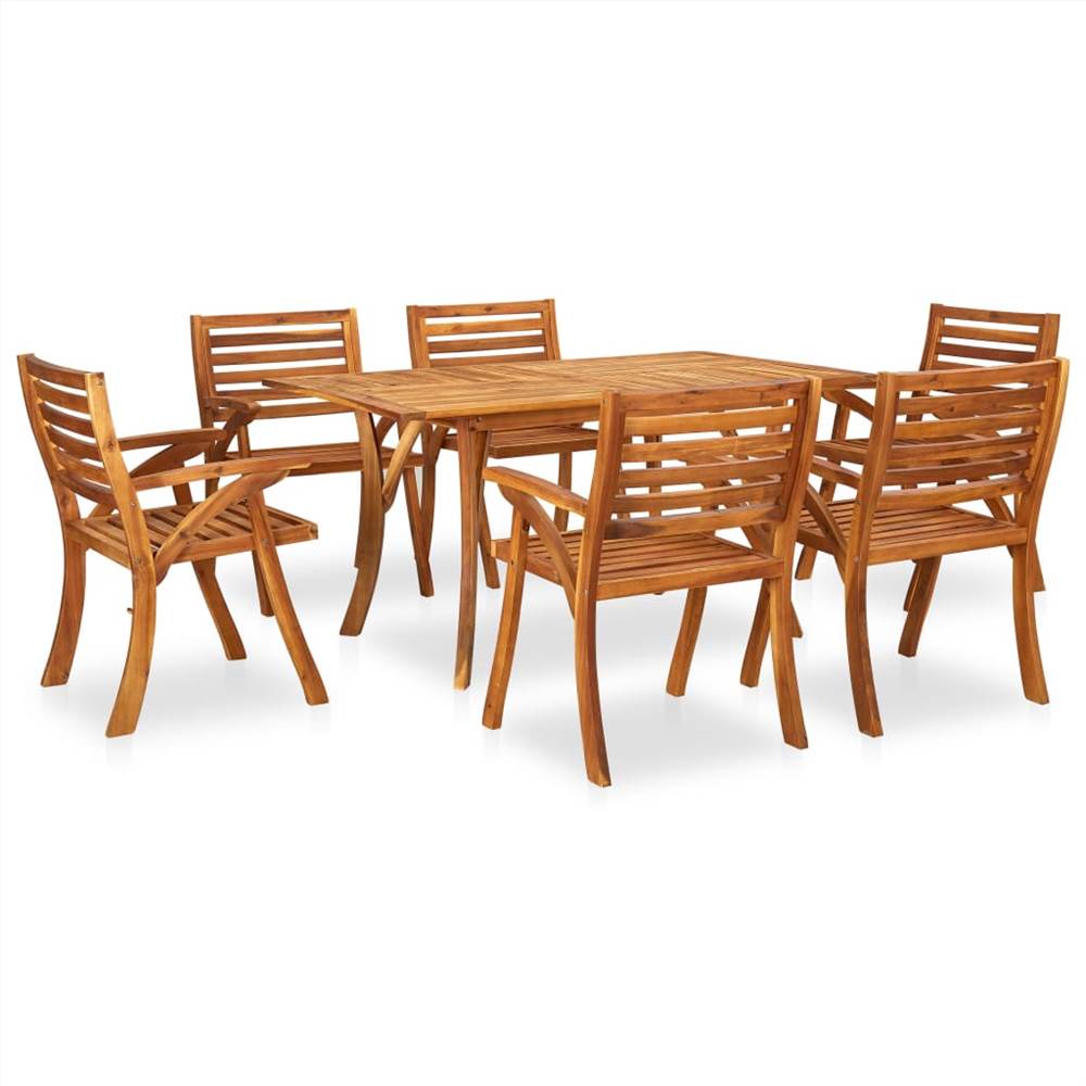 

7 Piece Garden Dining Set Solid Acacia Wood