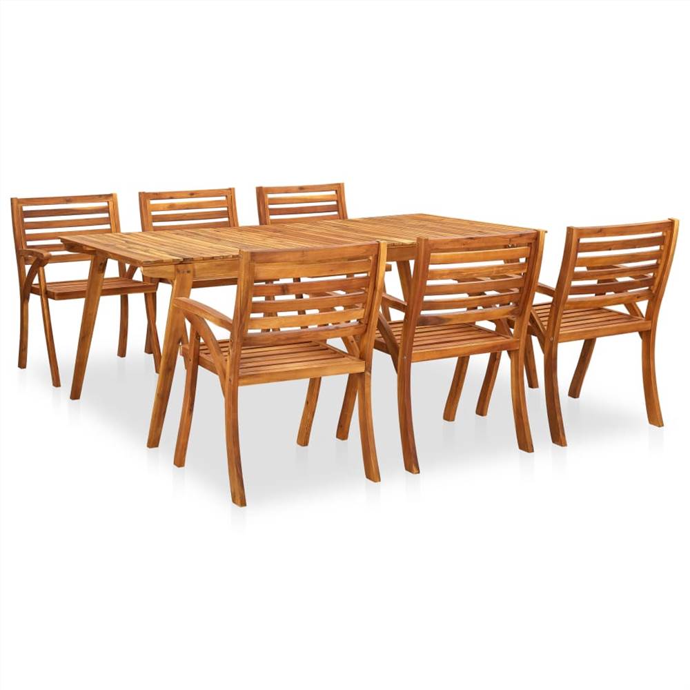 

7 Piece Garden Dining Set Solid Acacia Wood