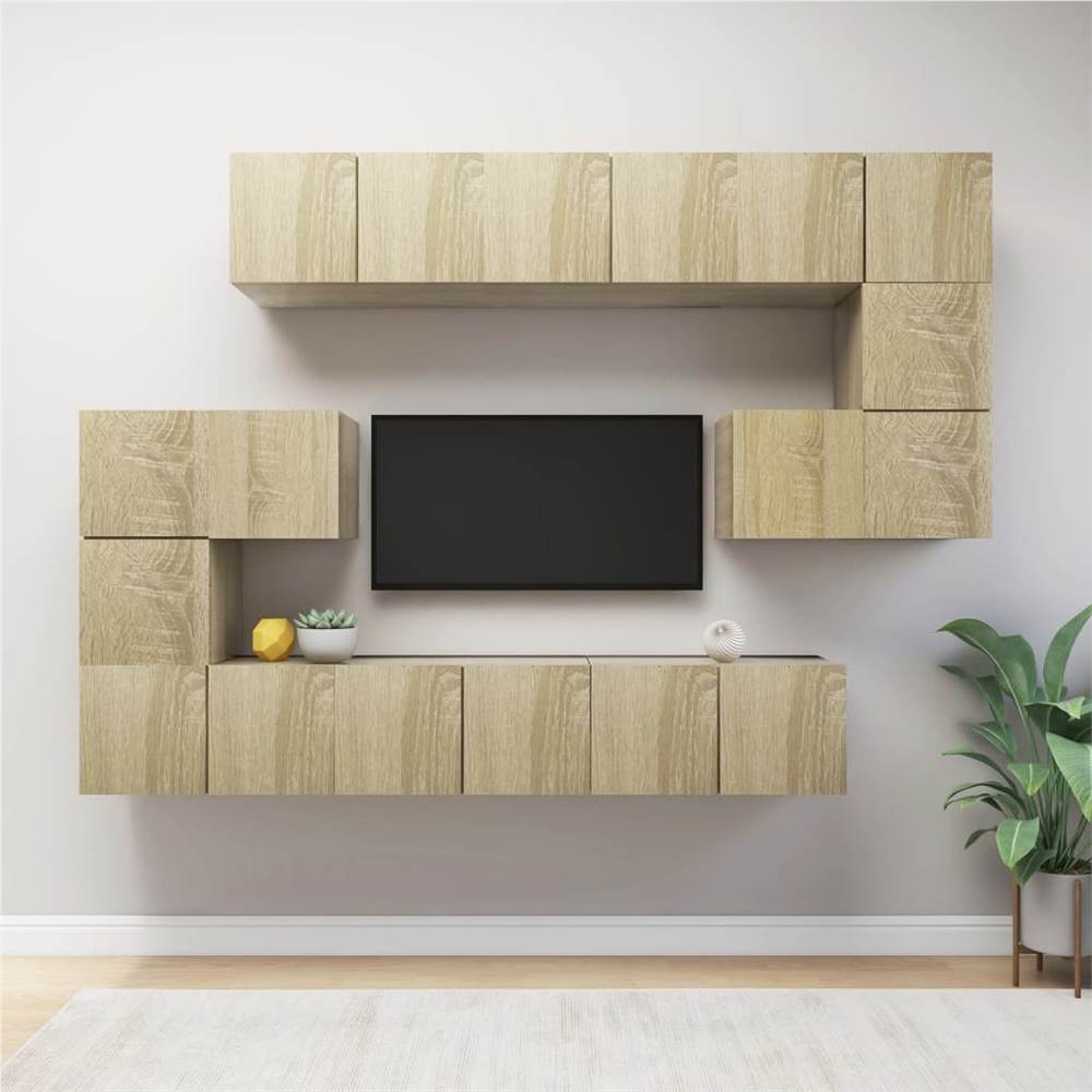 

10 Piece TV Cabinet Set Sonoma Oak Chipboard
