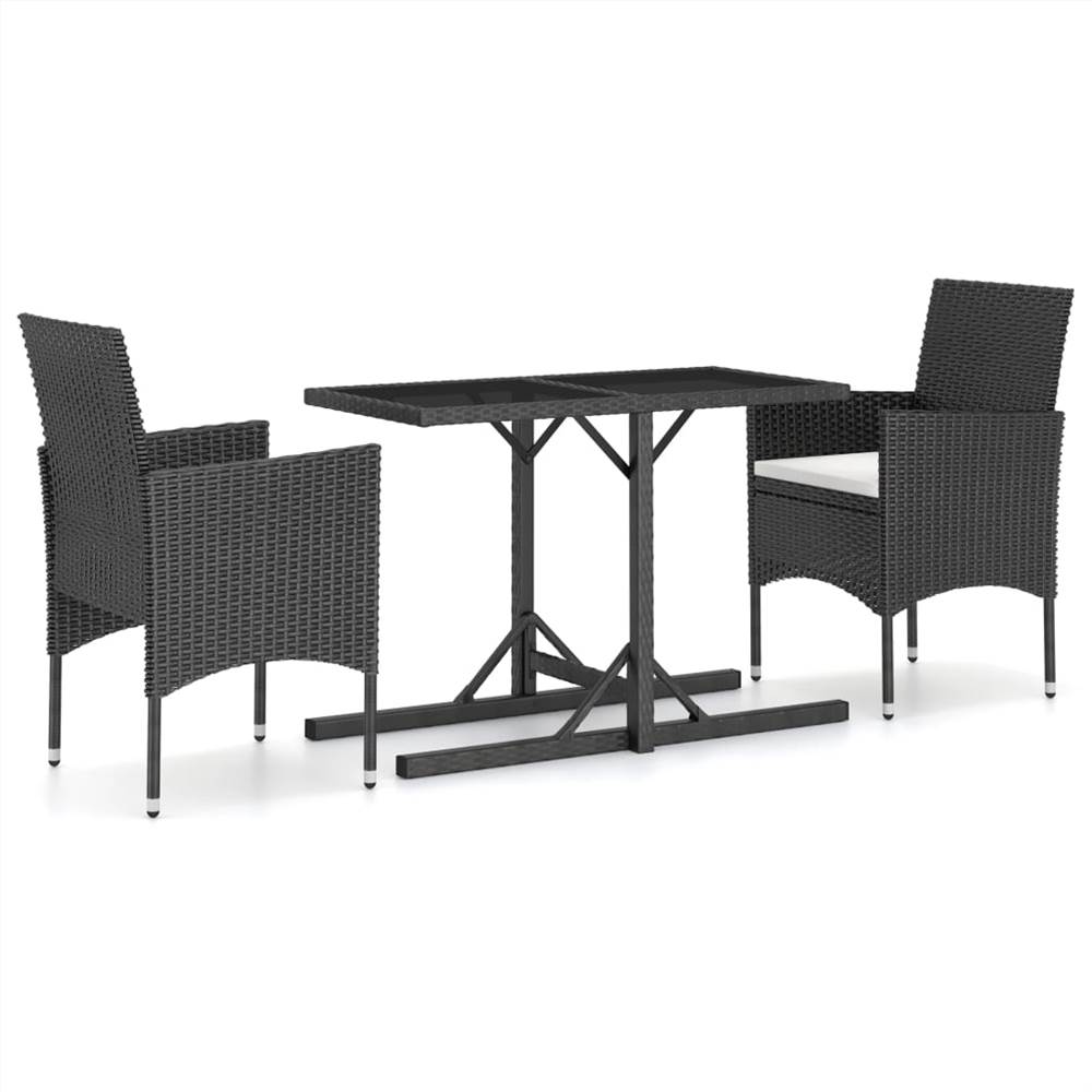 

3 Piece Garden Dining Set Black