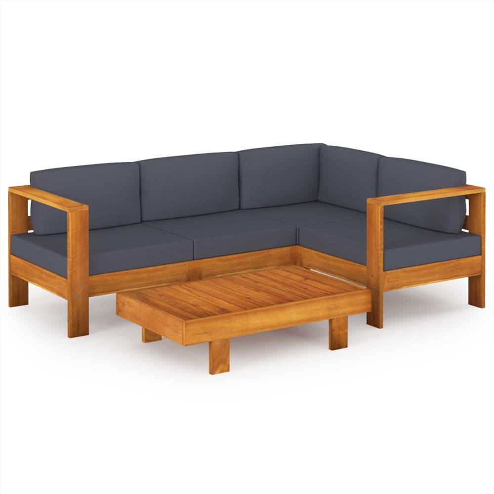 

5 Piece Garden Lounge Set with Dark Grey Cushions Acacia Wood