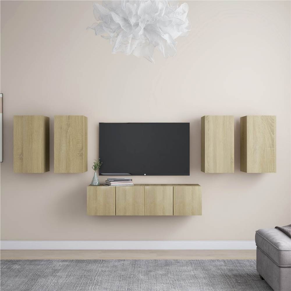 

6 Piece TV Cabinet Set Sonoma Oak Chipboard