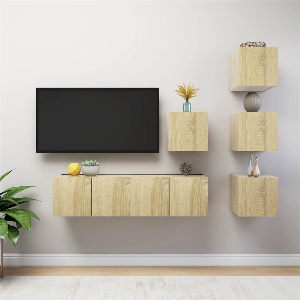 

6 Piece TV Cabinet Set Sonoma Oak Chipboard