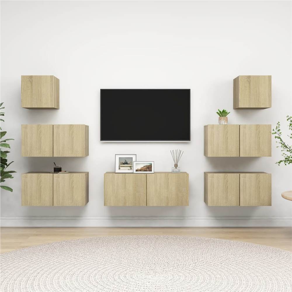 

7 Piece TV Cabinet Set Sonoma Oak Chipboard