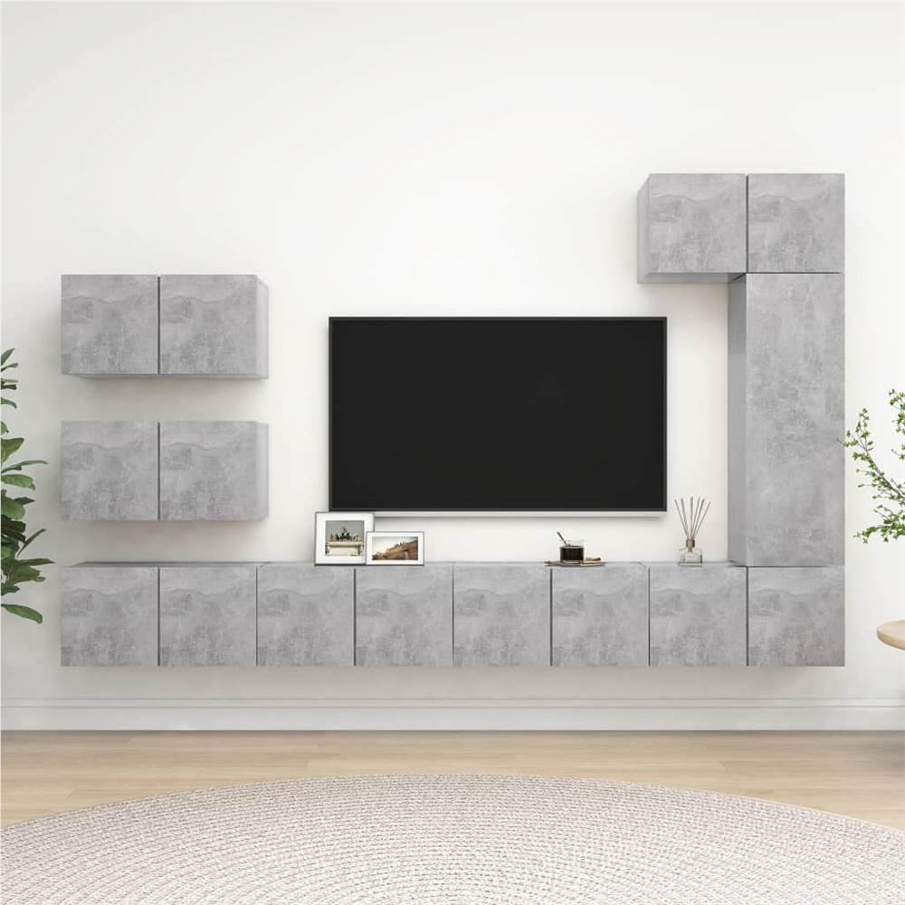 

8 Piece TV Cabinet Set Concrete Grey Chipboard