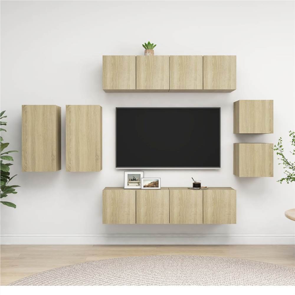 

8 Piece TV Cabinet Set Sonoma Oak Chipboard