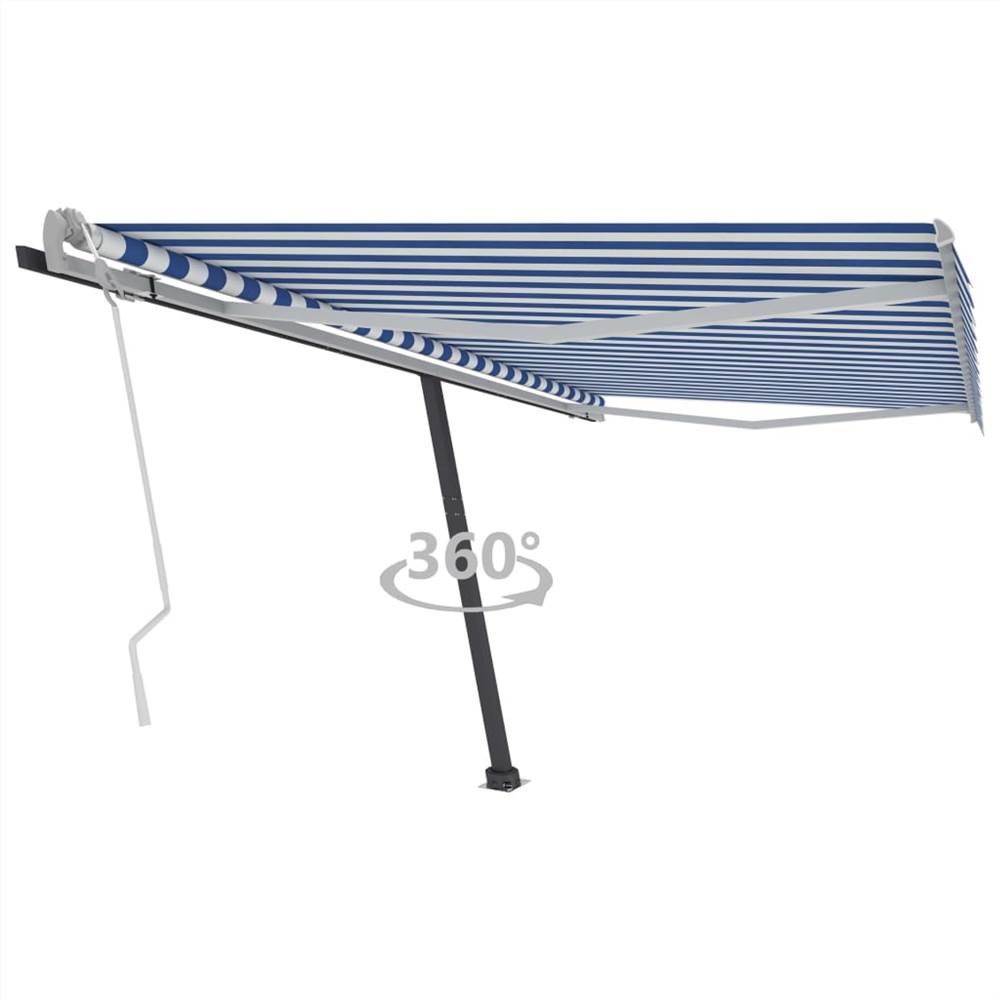 Freestanding Manual Retractable Awning 450x300 cm Blue/White
