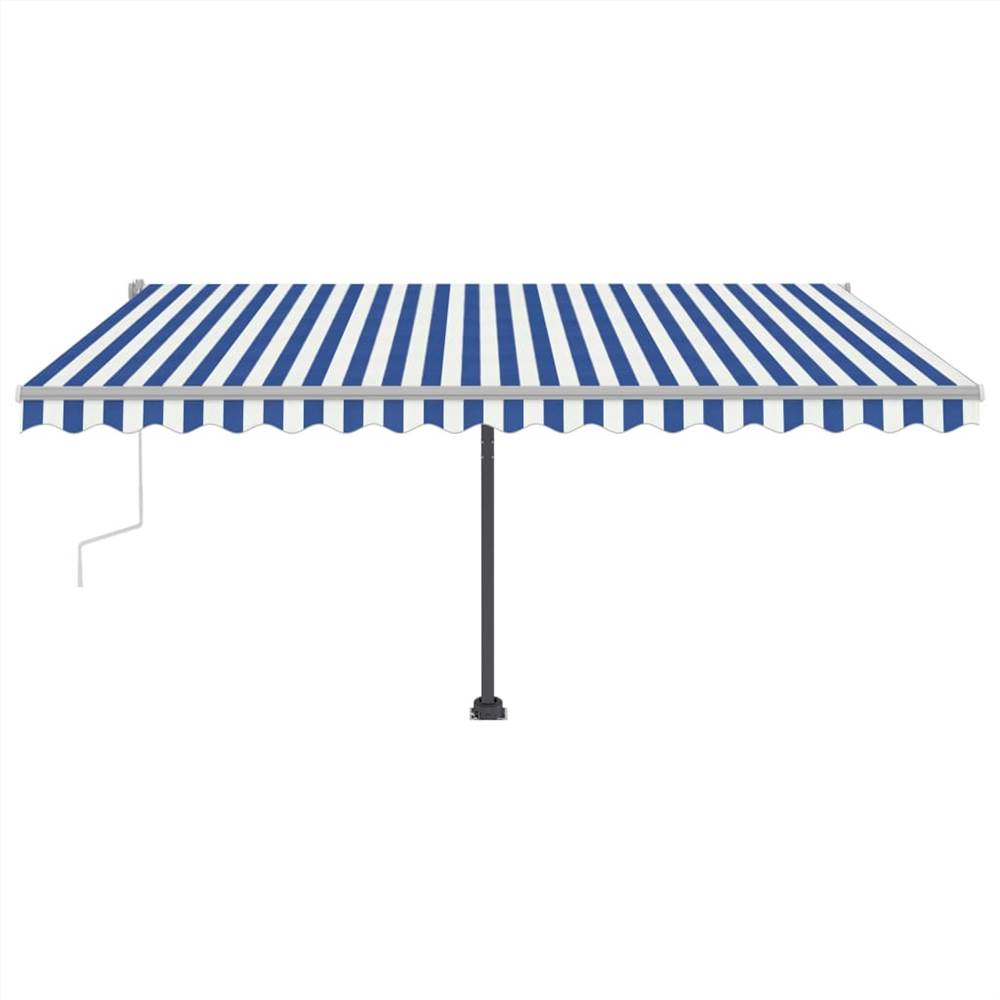 Freestanding Manual Retractable Awning 450x300 cm Blue/White