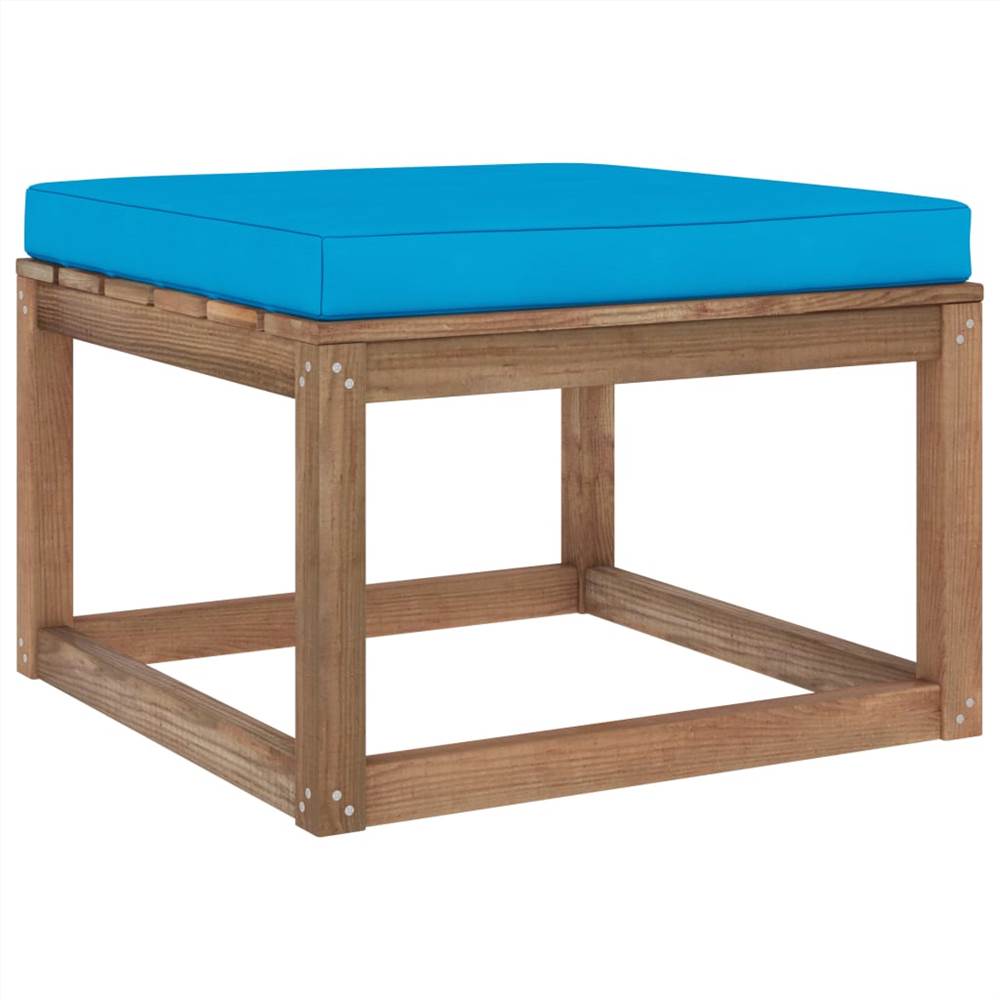 

Garden Footrest with Light Blue Cushion