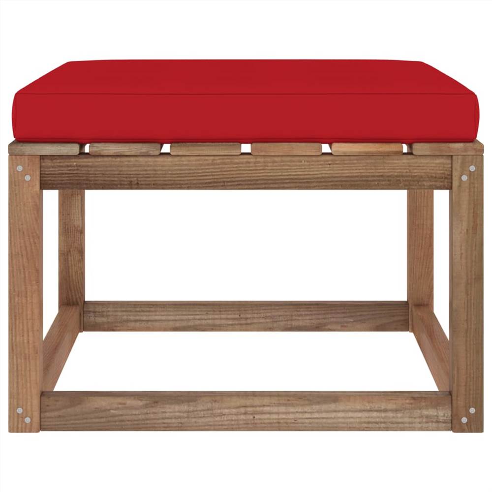 Garden Footrest with Red Cushion