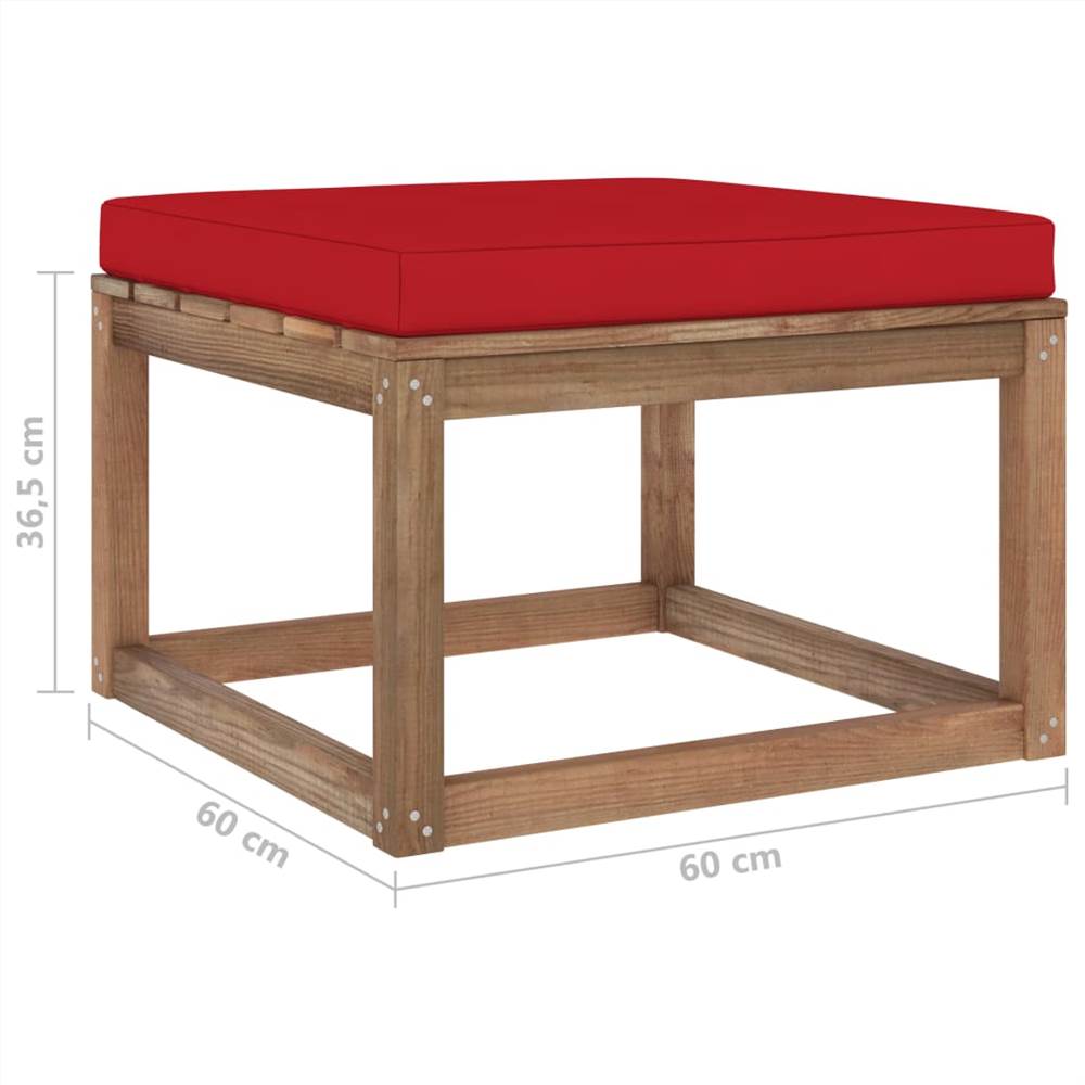 Garden Footrest with Red Cushion