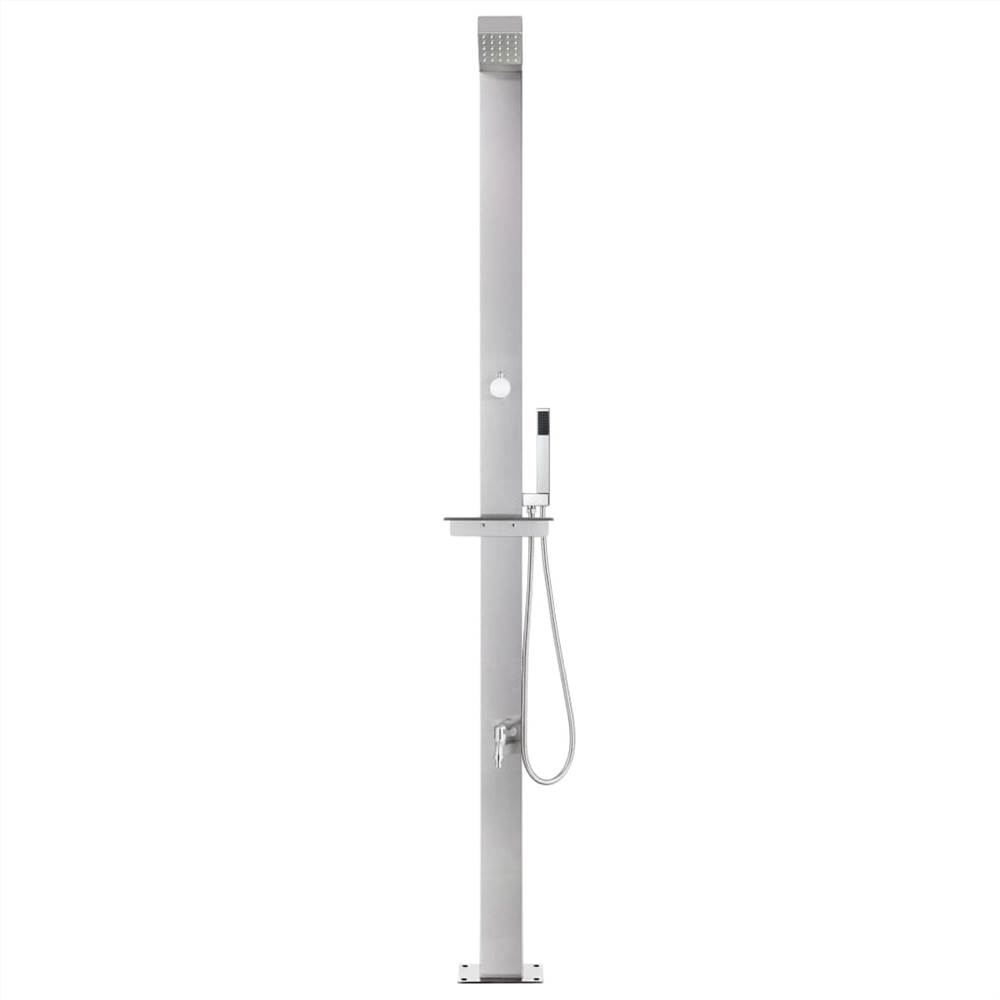 Garden Shower with Brown Base 225 cm Stainless Steel