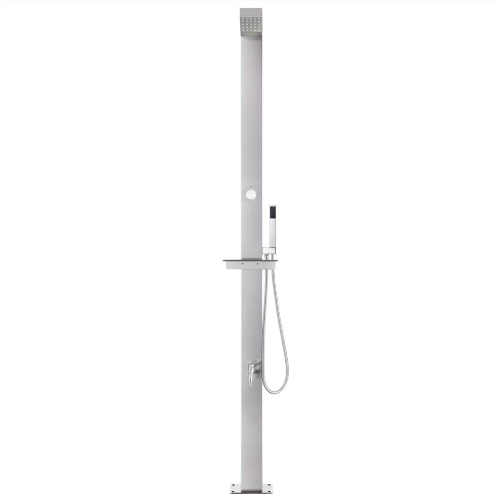 Garden Shower with Grey Base 225 cm Stainless Steel