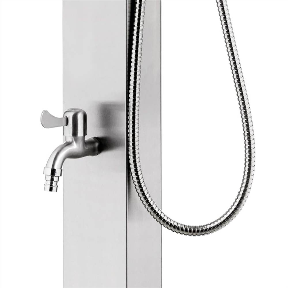 Garden Shower with Grey Base 225 cm Stainless Steel