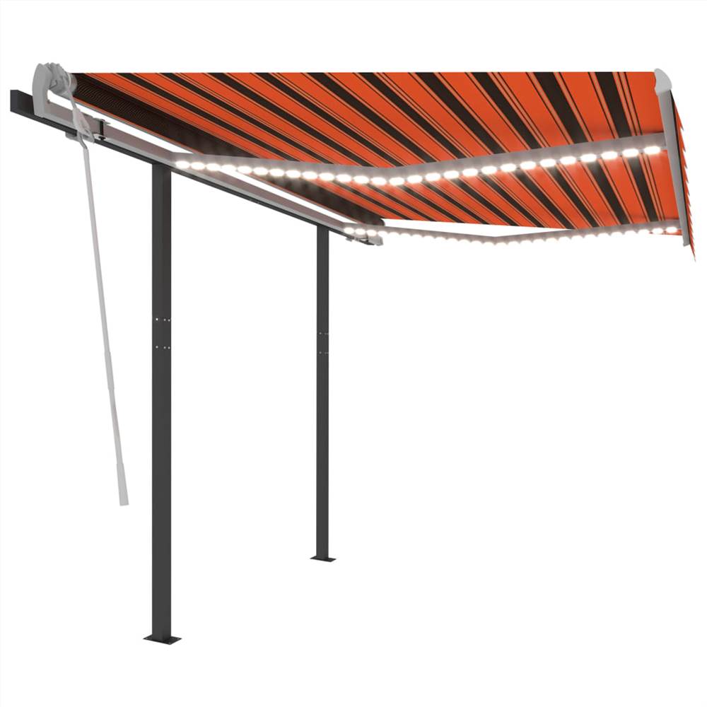 

Manual Retractable Awning with LED 3.5x2.5 m Orange and Brown