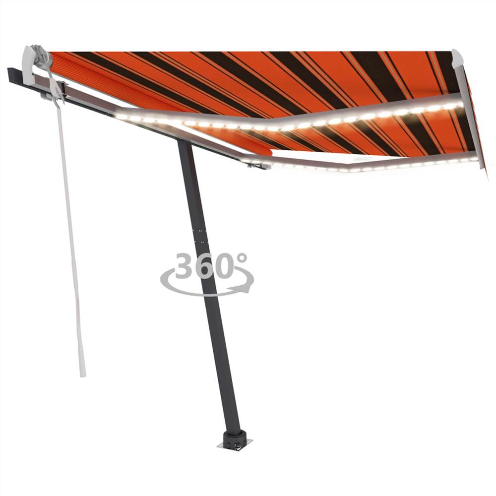 

Manual Retractable Awning with LED 300x250 cm Orange and Brown