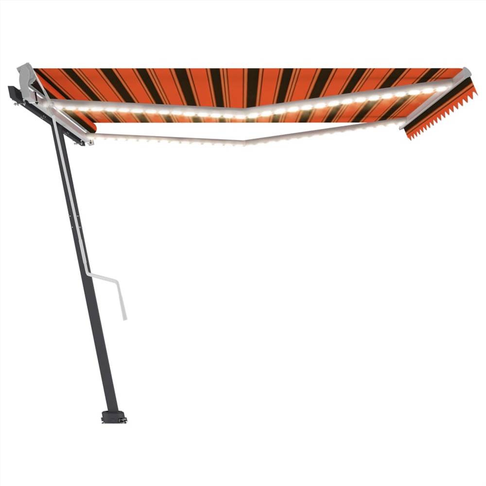 Manual Retractable Awning with LED 450x300 cm Orange and Brown