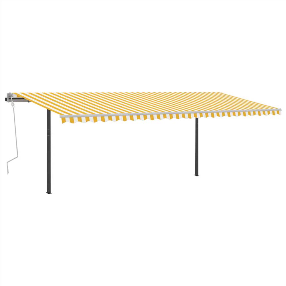 Manual Retractable Awning with LED 6x3.5 m Yellow and White