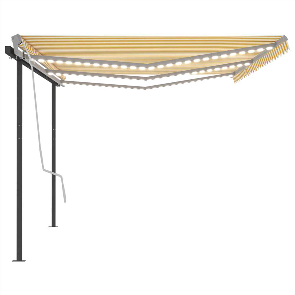 Manual Retractable Awning with LED 6x3.5 m Yellow and White