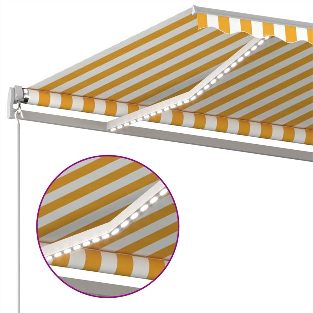 Manual Retractable Awning with LED 6x3 m Yellow and White