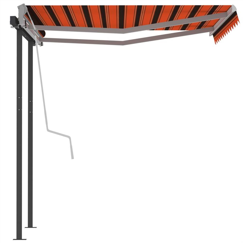 Manual Retractable Awning with Posts 3x2.5 m Orange and Brown