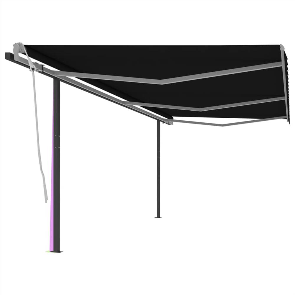 Manual Retractable Awning with Posts 6x3.5 m Anthracite