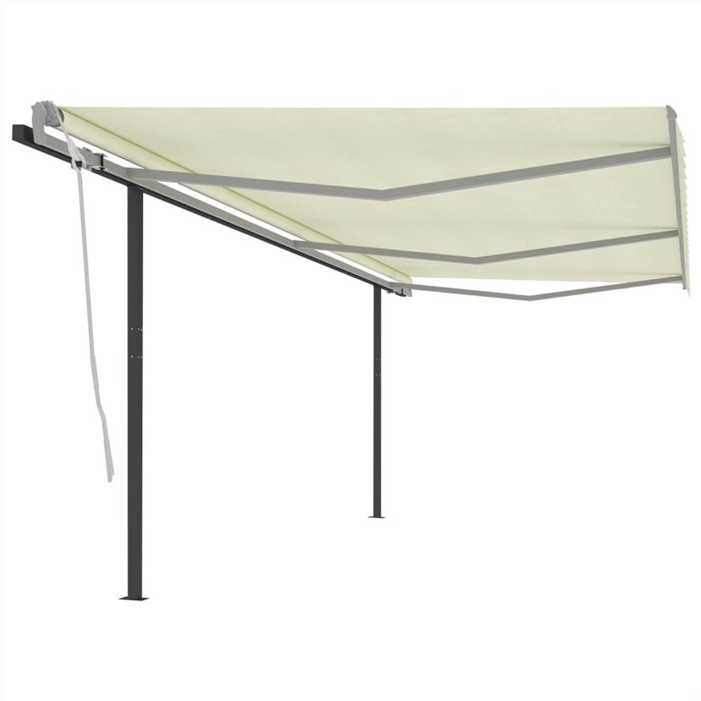 Manual Retractable Awning with Posts 6x3.5 m Cream