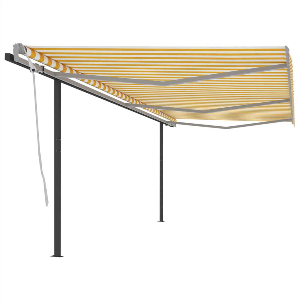 

Manual Retractable Awning with Posts 6x3.5 m Yellow and White