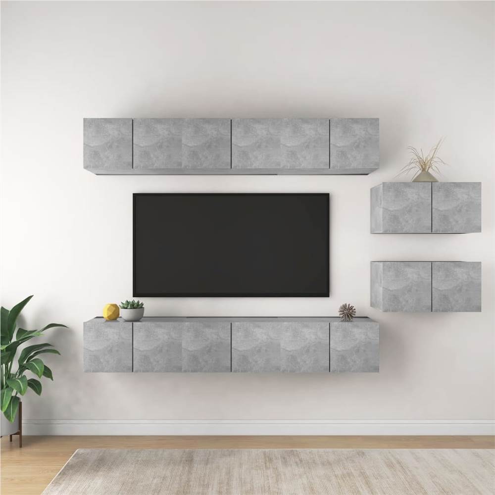 

TV Cabinets 8 pcs Concrete Grey Chipboard