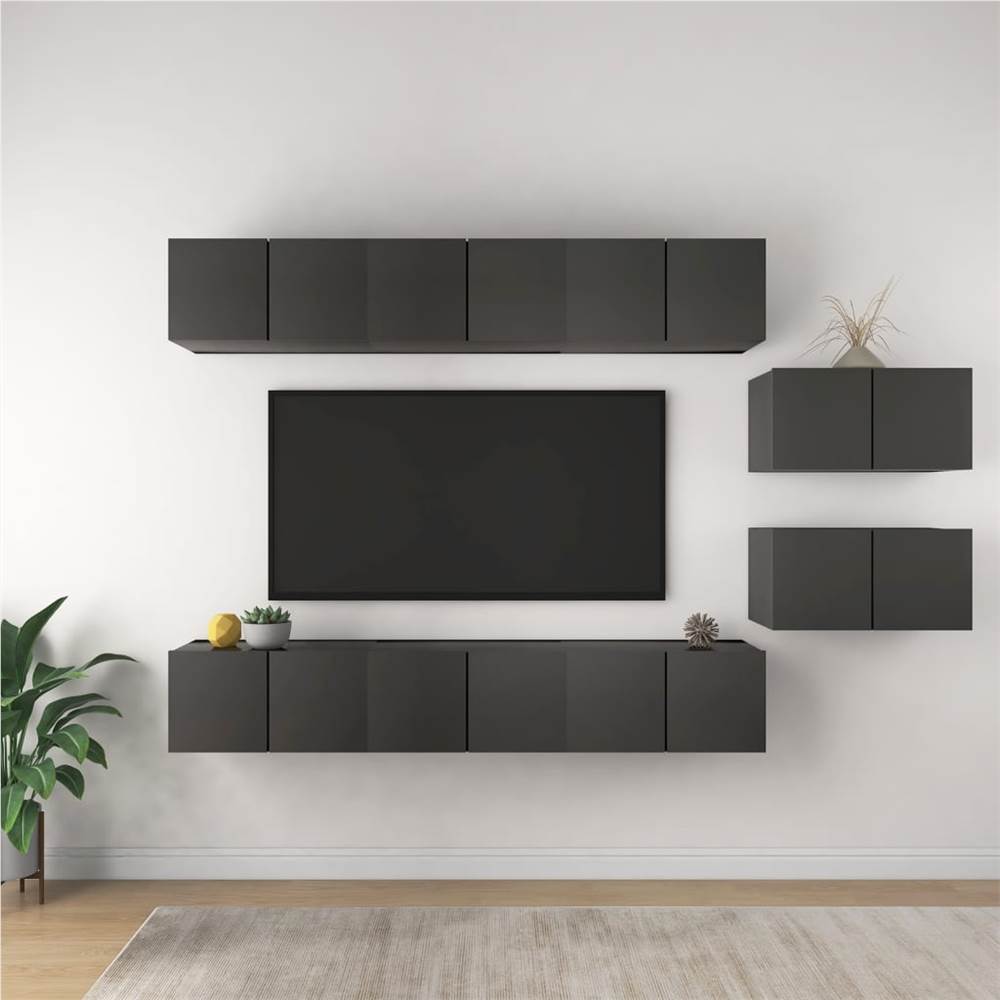 

TV Cabinets 8 pcs Grey Chipboard