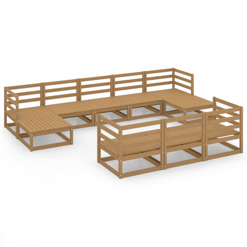 

10 Piece Garden Lounge Set Solid Pinewood