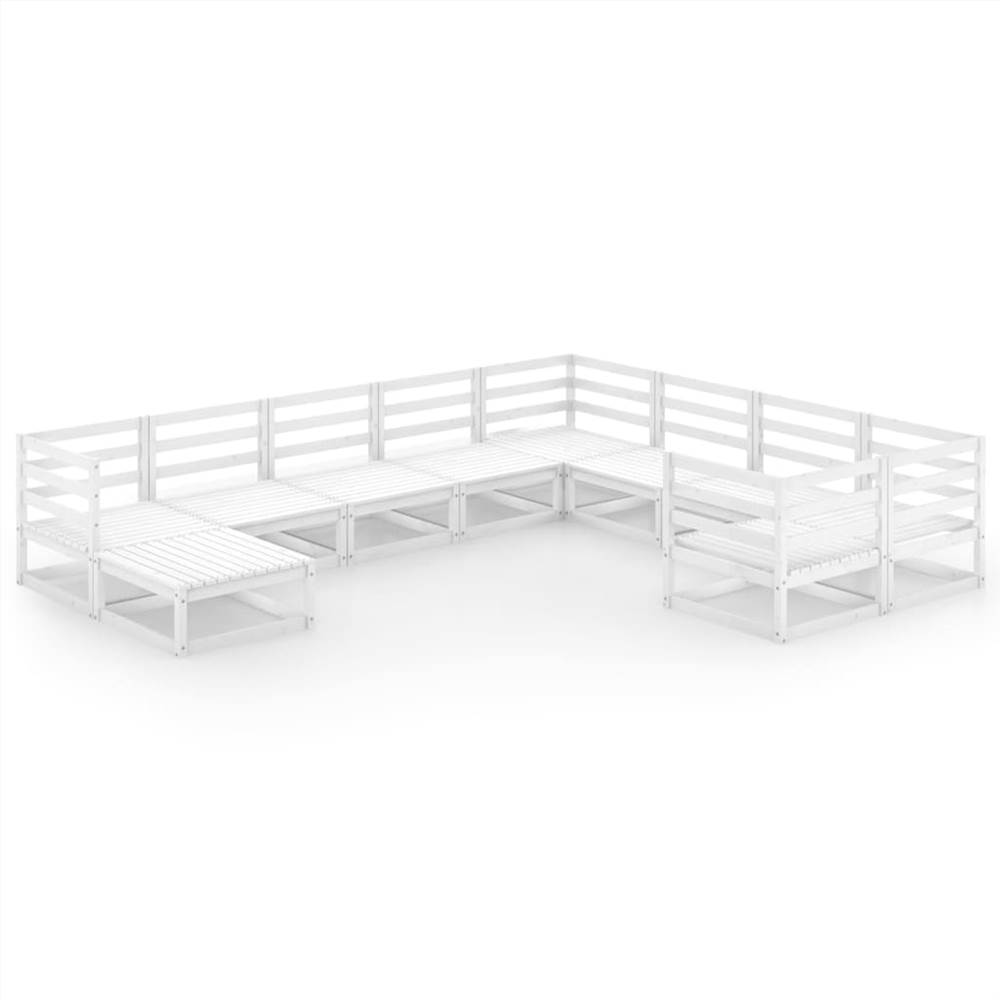 

10 Piece Garden Lounge Set Solid Pinewood