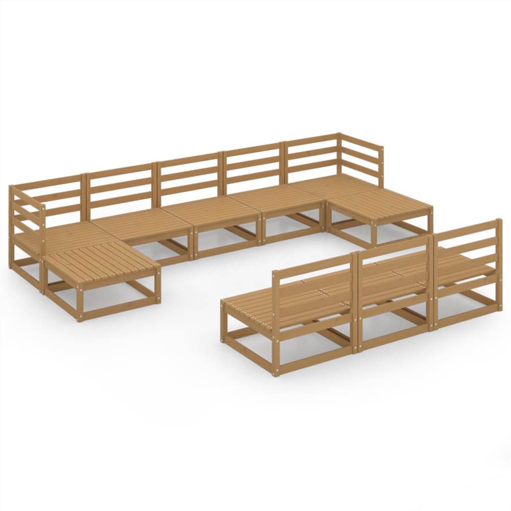 

10 Piece Garden Lounge Set Solid Pinewood
