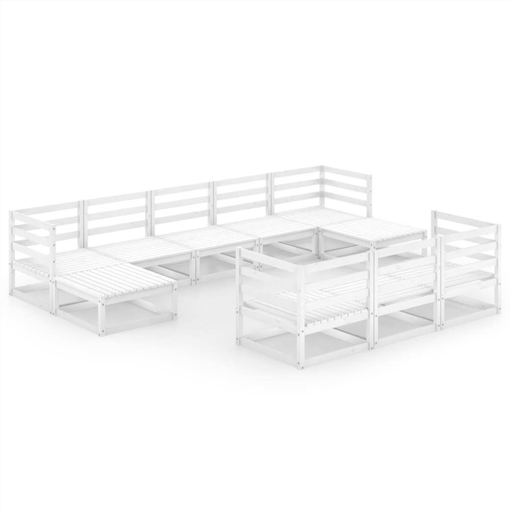 

10 Piece Garden Lounge Set Solid Pinewood