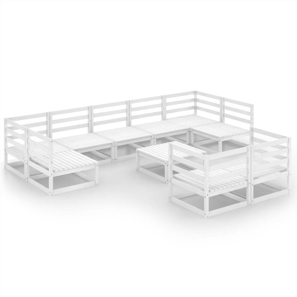 

10 Piece Garden Lounge Set Solid Pinewood