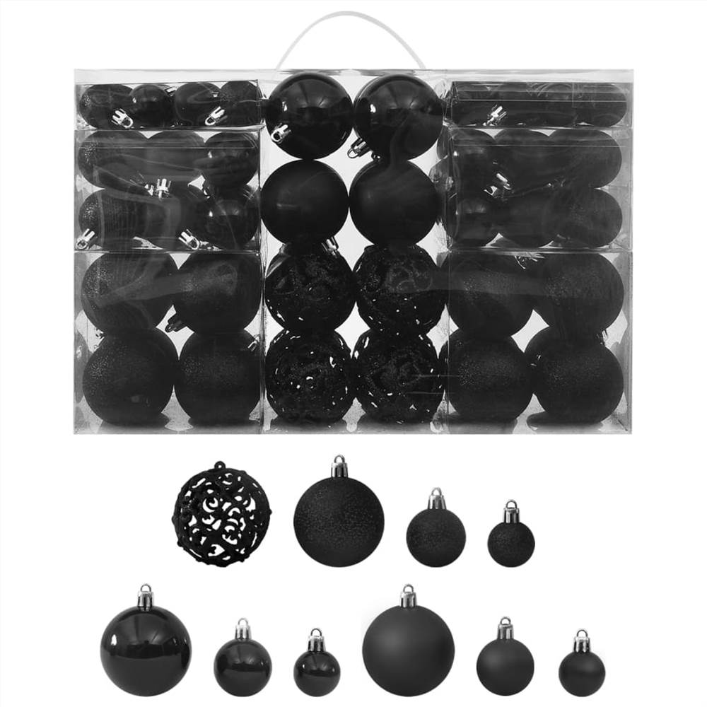 

100 Piece Christmas Ball Set Black
