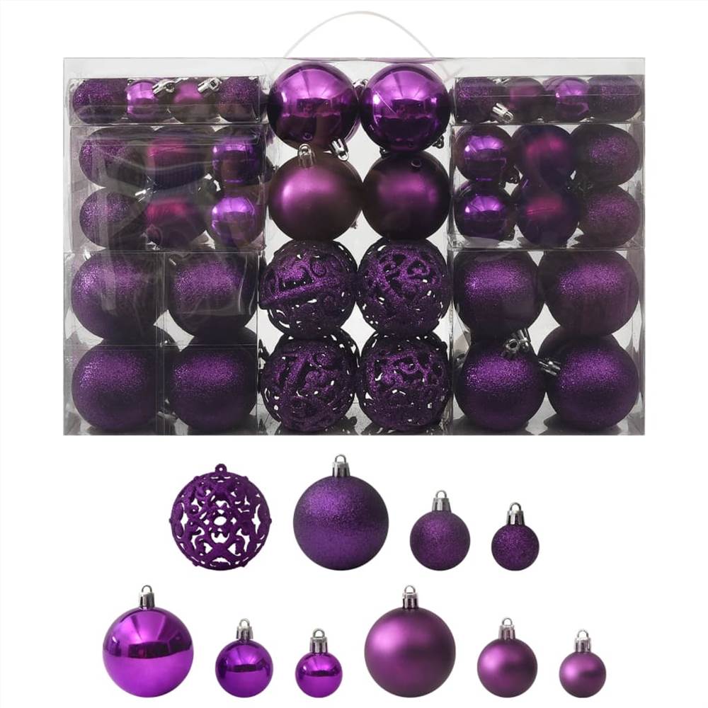 

100 Piece Christmas Ball Set Purple