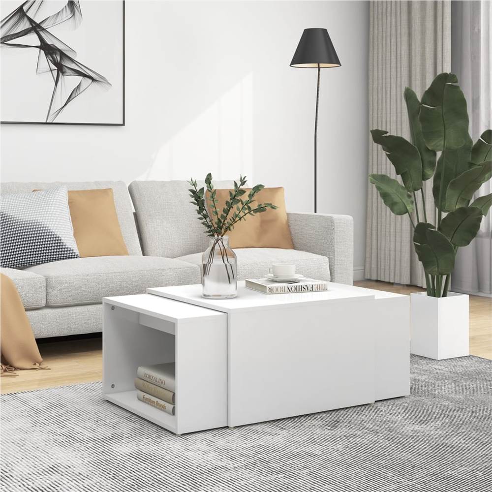 

3 Piece Nesting Coffee Table Set White 60x60x30 cm Chipboard