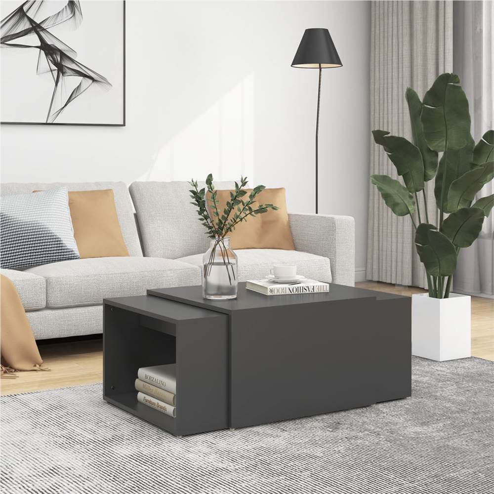 

3 Piece Nesting Coffee Table Set Grey 60x60x30 cm Chipboard