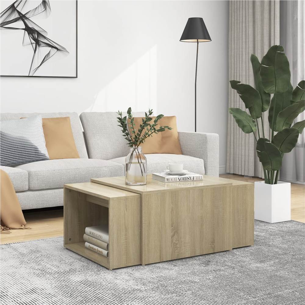 

3 Piece Nesting Coffee Table Set Sonoma Oak 60x60x30 cm