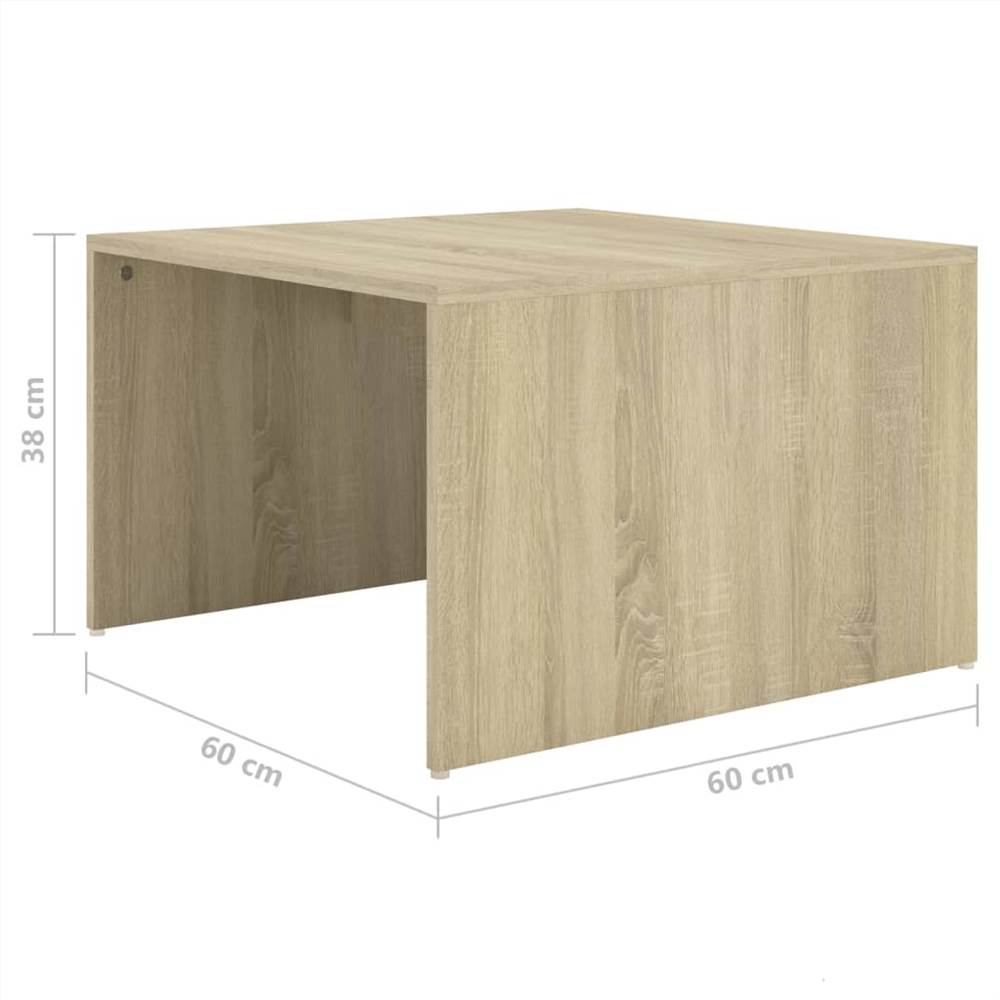 3 Piece Nesting Coffee Table Set White & Sonoma Oak 60x60x30 cm