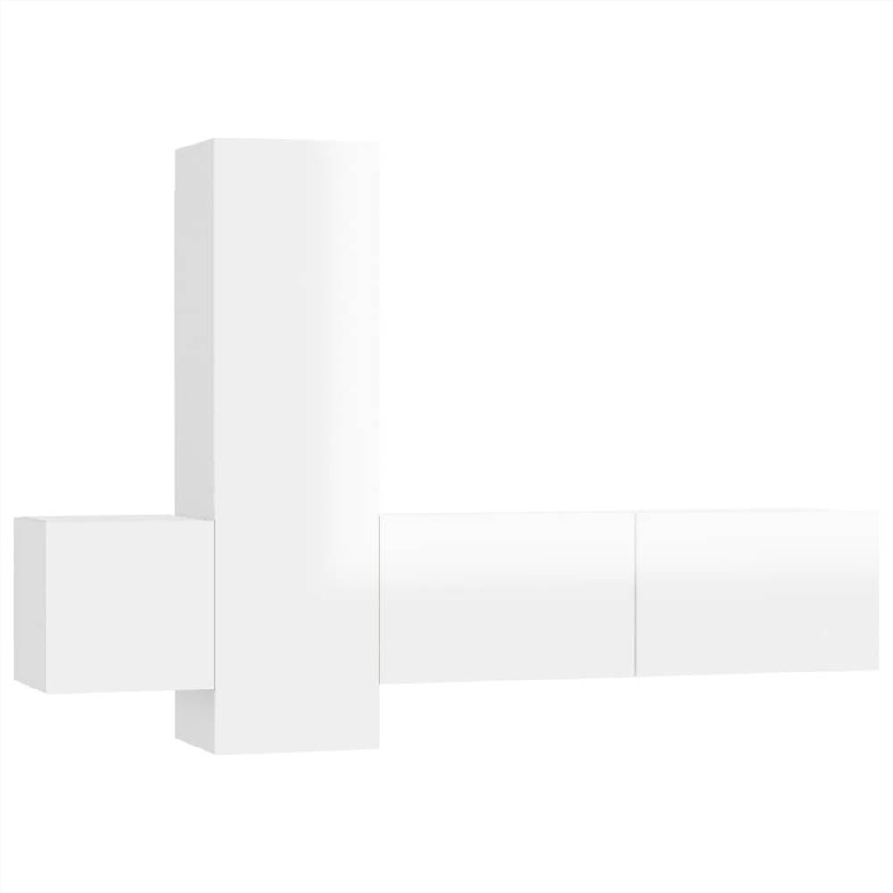 3 Piece TV Cabinet Set High Gloss White Chipboard 13 3 Piece TV Cabinet Set High Gloss White Chipboard