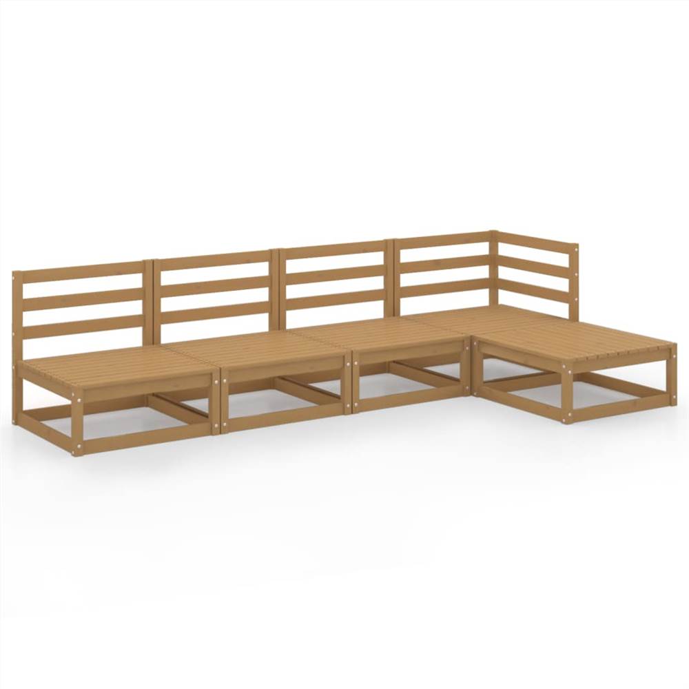 

5 Piece Garden Lounge Set Honey Brown Solid Pinewood