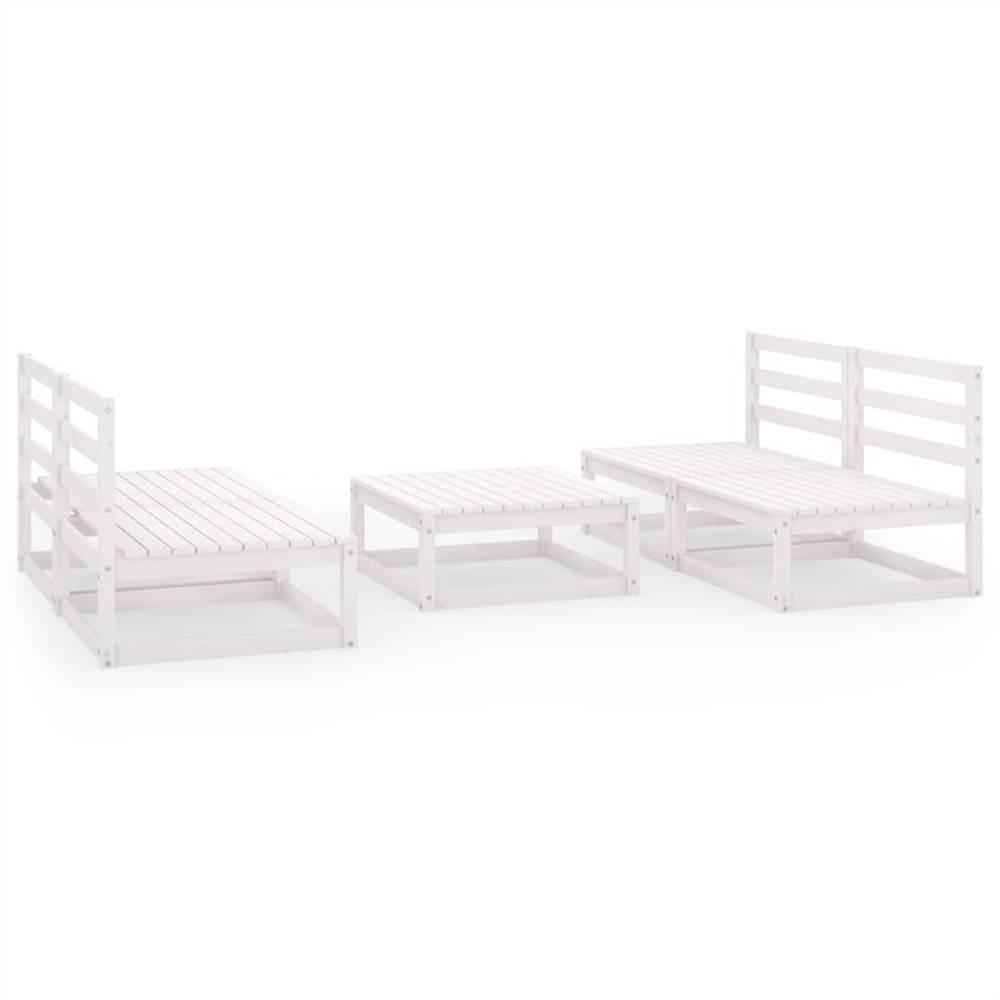 

5 Piece Garden Lounge Set White Solid Pinewood