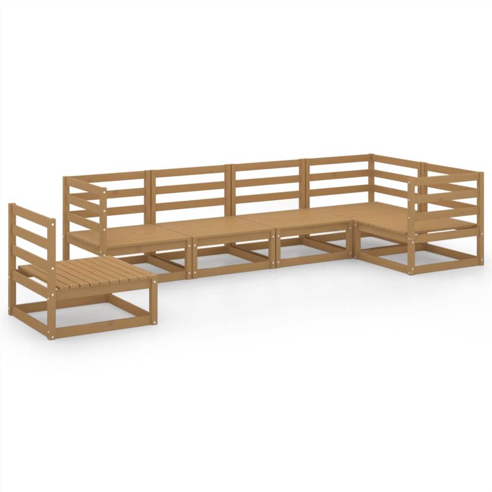 

6 Piece Garden Lounge Set Honey Brown Solid Pinewood