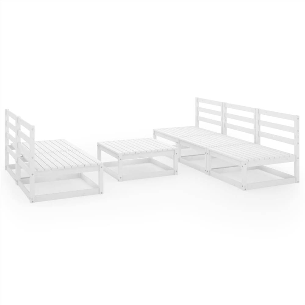

6 Piece Garden Lounge Set White Solid Pinewood
